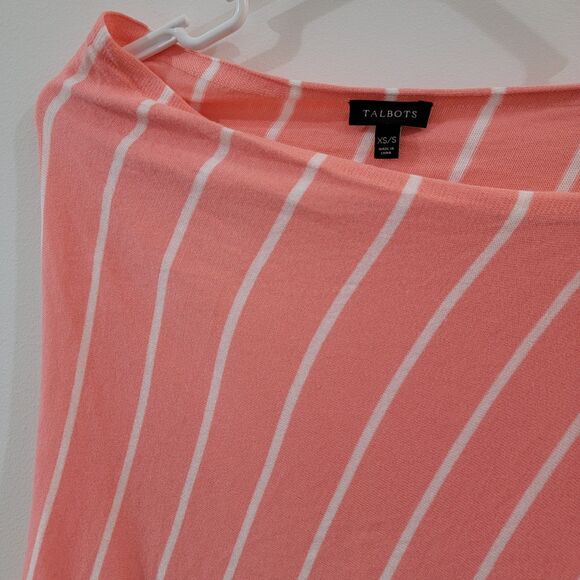 Talbots Womens Poncho Sweater Size Xs Pink White Striped Coastal Beach - Picture 3 of 6